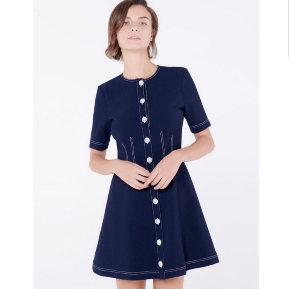 Veronica Beard White and blue Button down dress